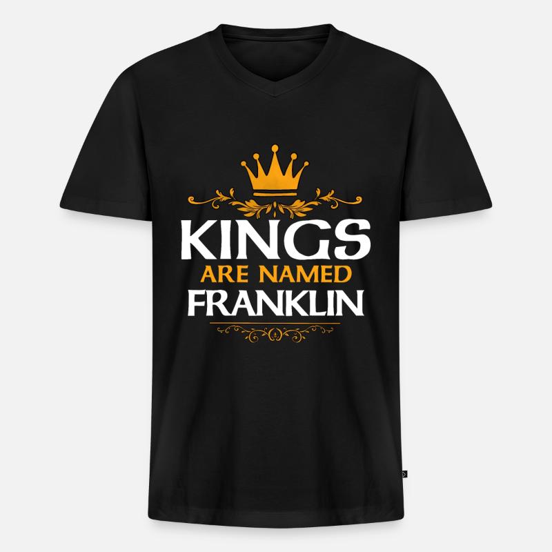 Franklin - Männer Premium Bio T-Shirt mit V-Ausschnitt - Schwarz