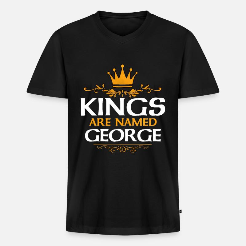 George - Männer Premium Bio T-Shirt mit V-Ausschnitt - Schwarz