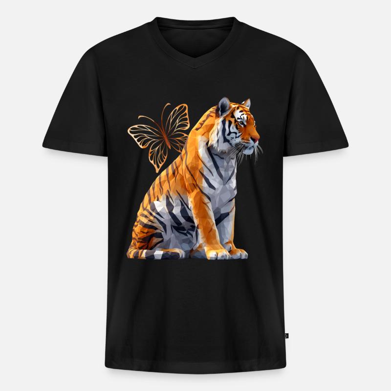 BengalTiger - Männer Premium Bio T-Shirt mit V-Ausschnitt - Schwarz