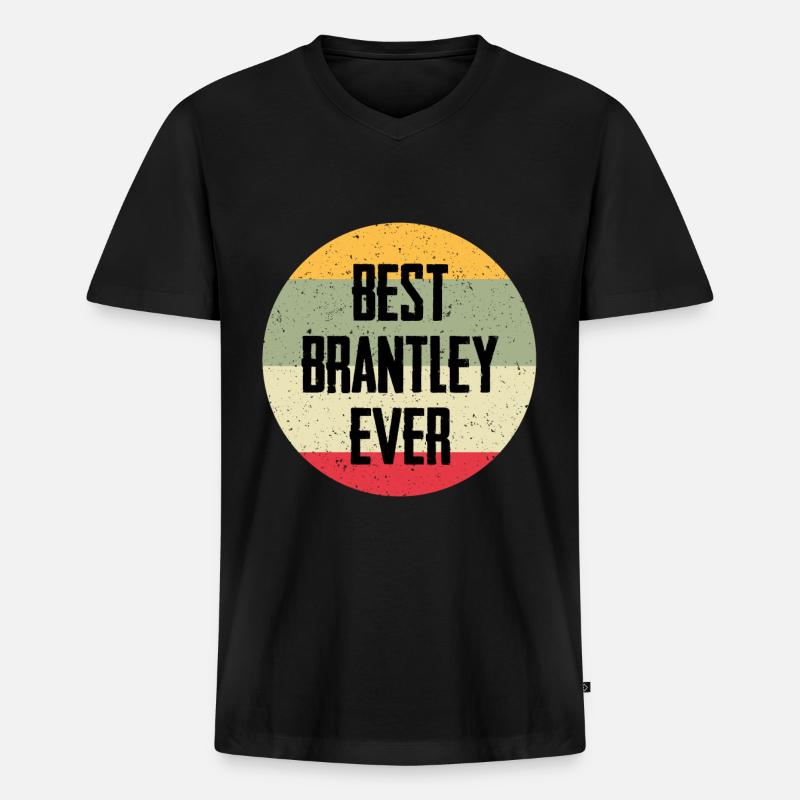 Best Brantley Ever - Männer Premium Bio T-Shirt mit V-Ausschnitt - Schwarz