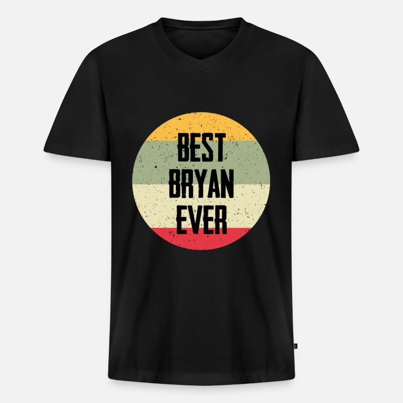 Best Bryan Ever - Männer Premium Bio T-Shirt mit V-Ausschnitt - Schwarz