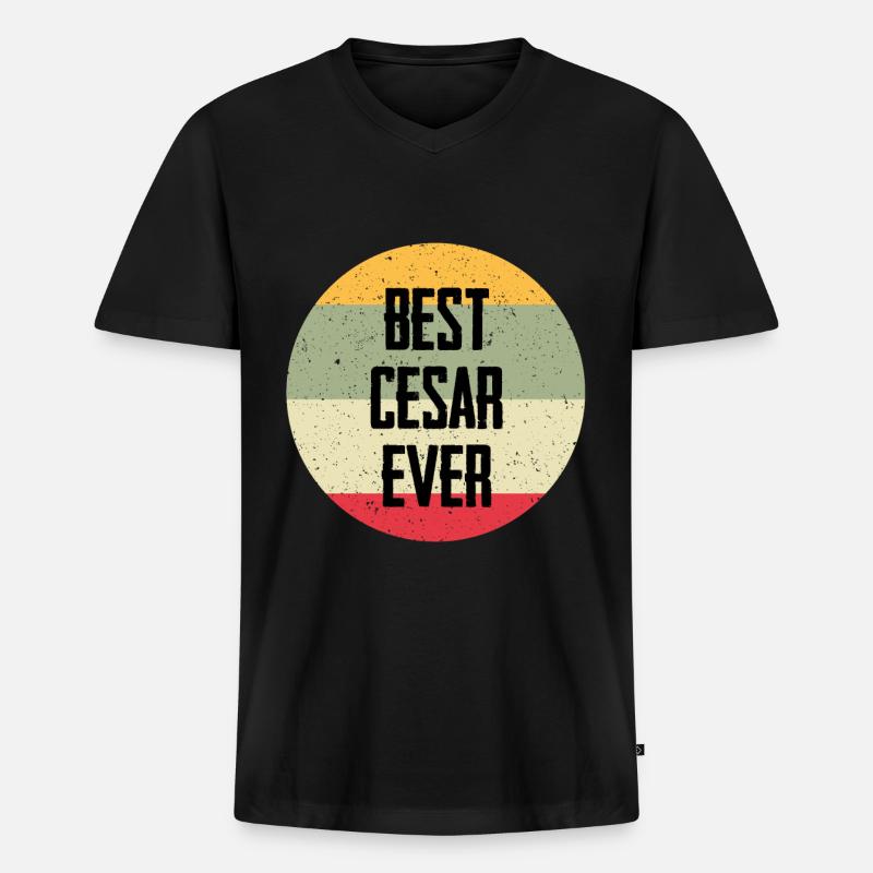 Best Cesar Ever - Männer Premium Bio T-Shirt mit V-Ausschnitt - Schwarz