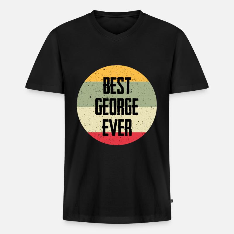 Best George Ever - Männer Premium Bio T-Shirt mit V-Ausschnitt - Schwarz