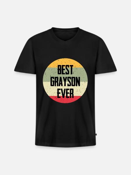 Best Grayson Ever - Männer Premium Bio T-Shirt mit V-Ausschnitt - Schwarz