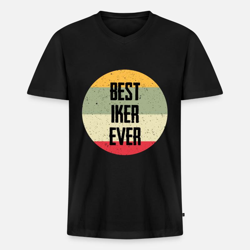 Best Iker Ever - Männer Premium Bio T-Shirt mit V-Ausschnitt - Schwarz