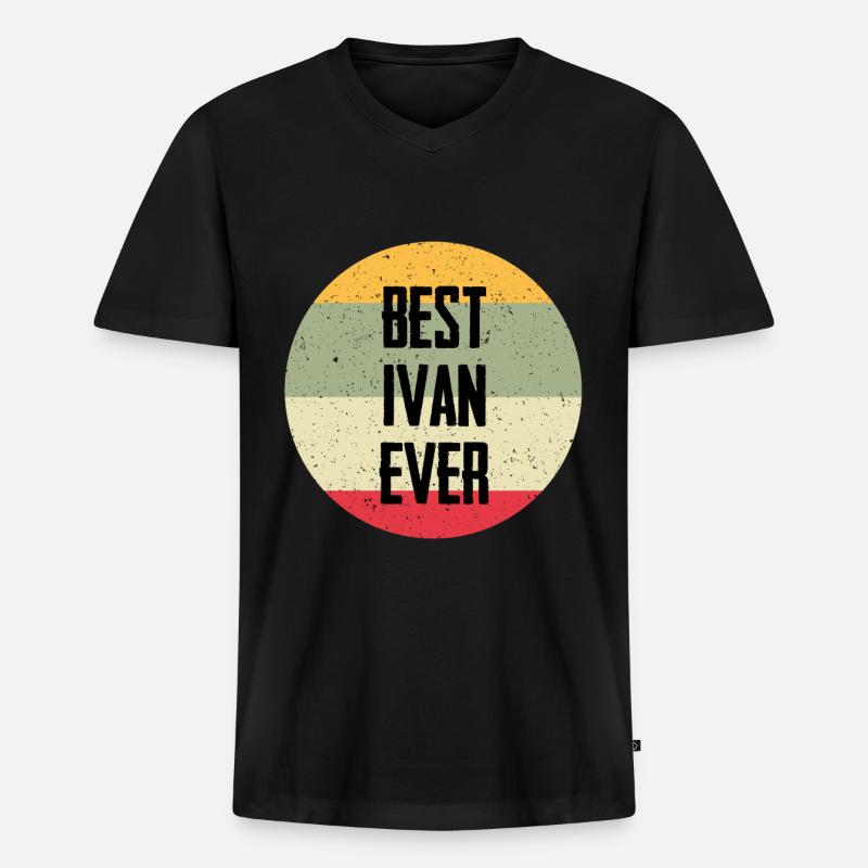 Best Ivan Ever - Männer Premium Bio T-Shirt mit V-Ausschnitt - Schwarz