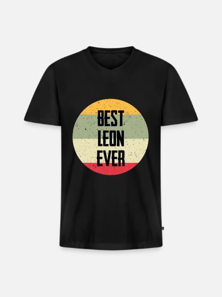 Best Leon Ever - Men's Premium Organic T-shirt with V-neck - black