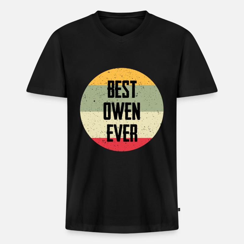 Best Owen Ever - Männer Premium Bio T-Shirt mit V-Ausschnitt - Schwarz