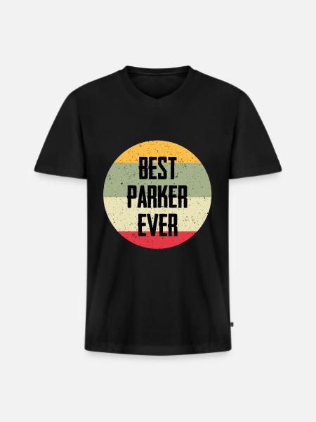 Best Parker Ever - Männer Premium Bio T-Shirt mit V-Ausschnitt - Schwarz
