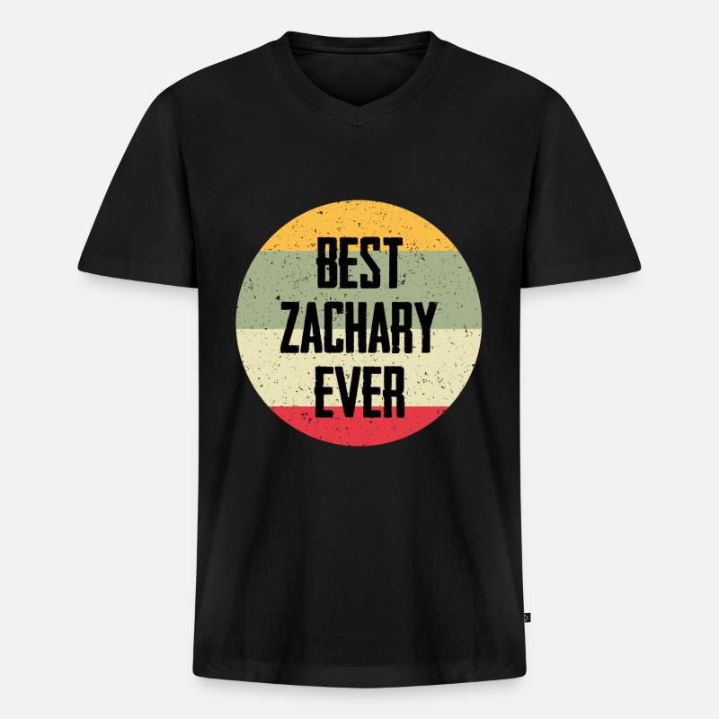 Best Zachary Ever - Männer Premium Bio T-Shirt mit V-Ausschnitt - Schwarz