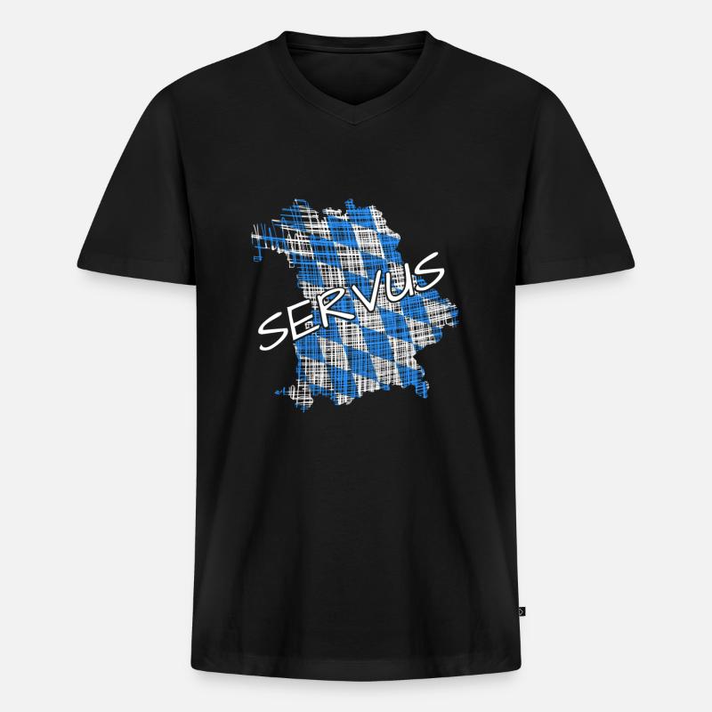 Servus Bayern - Männer Premium Bio T-Shirt mit V-Ausschnitt - Schwarz