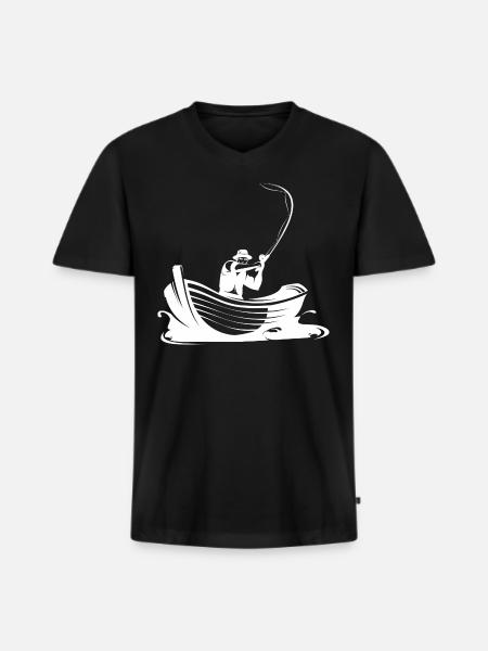 Anglers - Fisherman - Boat - Fishing - Men's Premium Organic T-shirt with V-neck - black