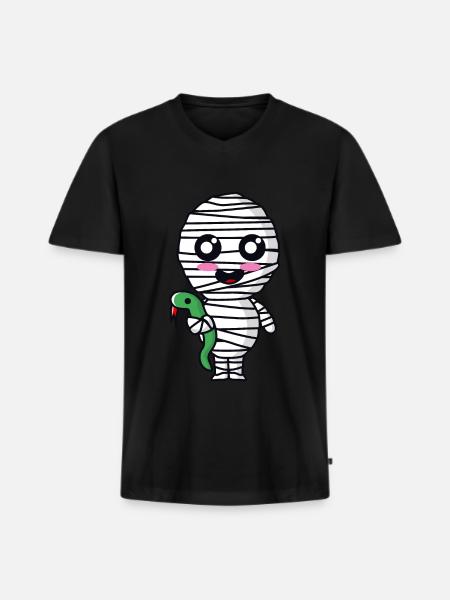 Mummy with snake - Men's Premium Organic T-shirt with V-neck - black