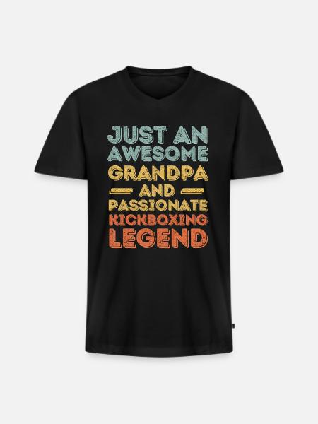 Opa Kickboxen retro - Männer Premium Bio T-Shirt mit V-Ausschnitt - Schwarz