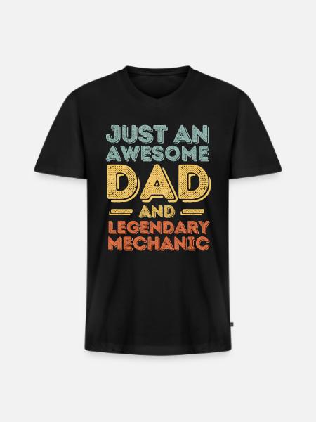 Dad Mechanic Father's Day - Men's Premium Organic T-shirt with V-neck - black