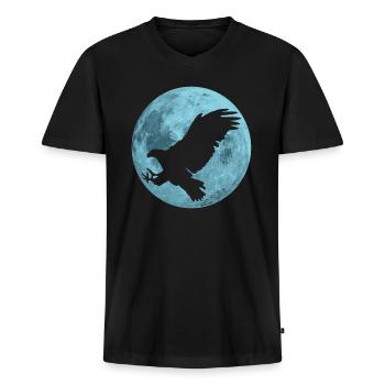 Eagle full moon - Men's Premium Organic T-shirt with V-neck - black - Front - Nico (187cm)
