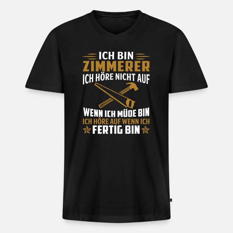 ich bin zimmerer - Männer Premium Bio T-Shirt mit V-Ausschnitt - Schwarz