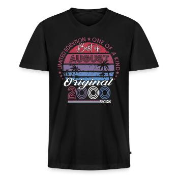 Original August 2000 22nd Birthday Gift Fun - Men's Premium Organic T-shirt with V-neck - black - Front - Nico (187cm)