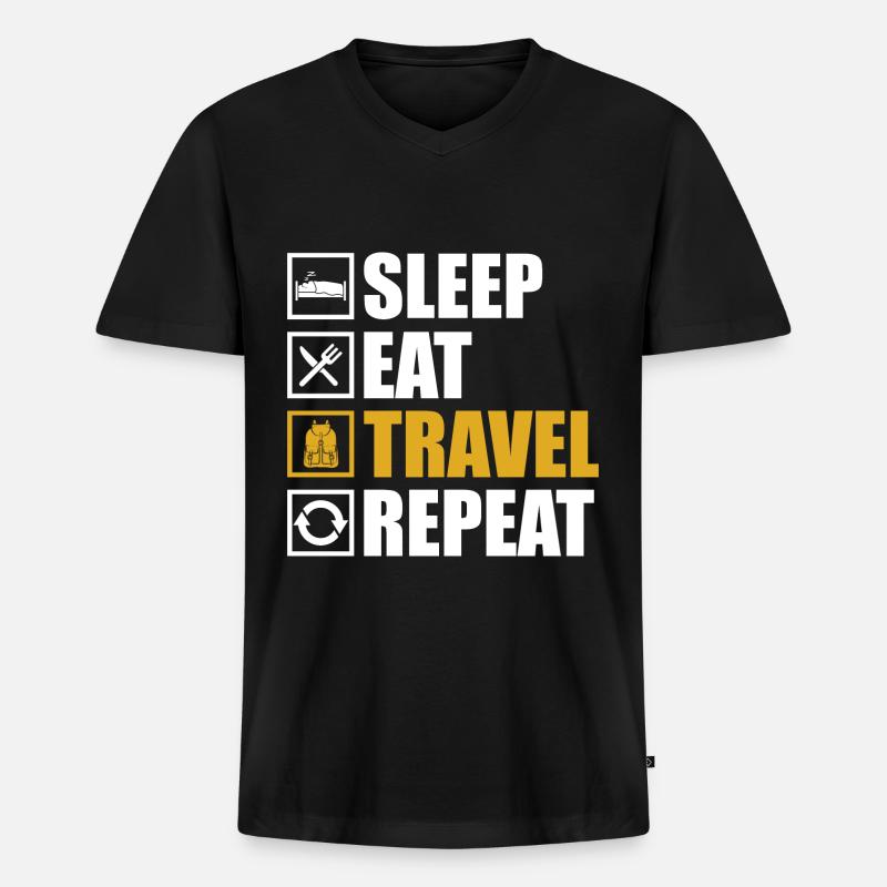 Reisen - Männer Premium Bio T-Shirt mit V-Ausschnitt - Schwarz