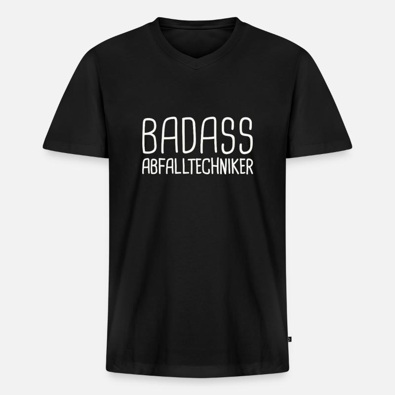Abfalltechniker Badass - Männer Premium Bio T-Shirt mit V-Ausschnitt - Schwarz
