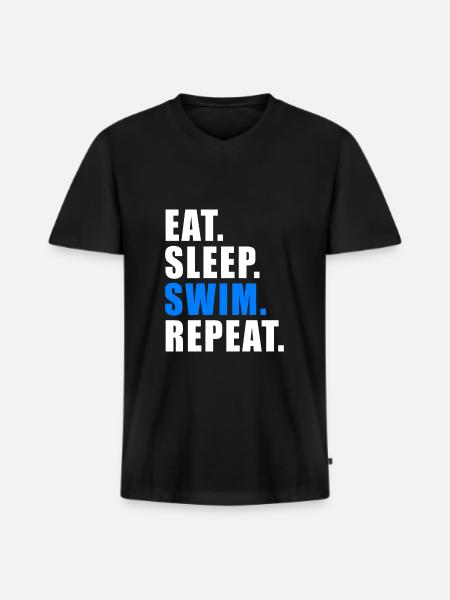 EAT SLEEP SWIM REPEAT Swimming Lifeguard Float - Men's Premium Organic T-shirt with V-neck - black