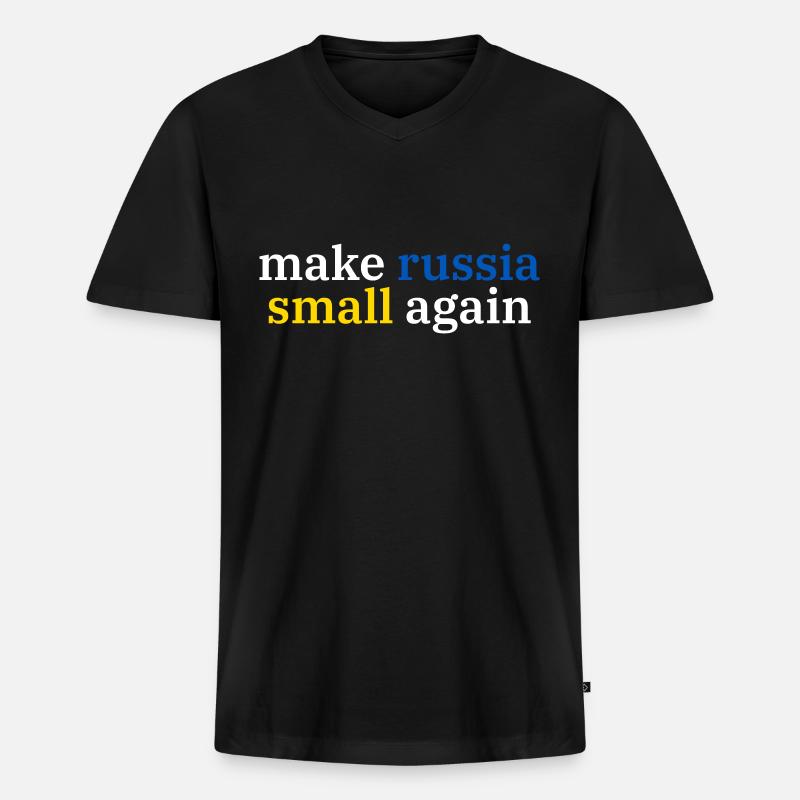 make russia small again - Männer Premium Bio T-Shirt mit V-Ausschnitt - Schwarz