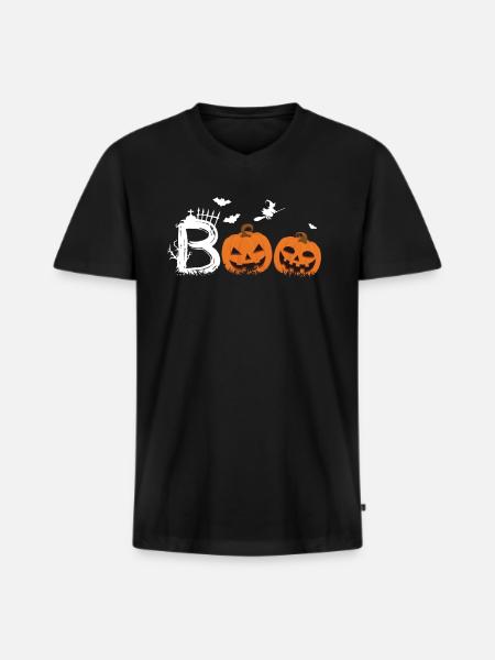 Boo Halloween - Men's Premium Organic T-shirt with V-neck - black