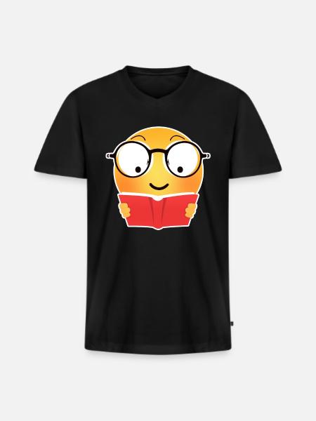 Emoji reading - Men's Premium Organic T-shirt with V-neck - black