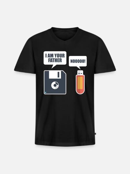 USB Floppy Disk - Männer Premium Bio T-Shirt mit V-Ausschnitt - Schwarz