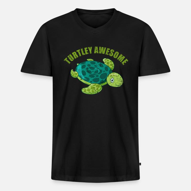 Schildkröte - Männer Premium Bio T-Shirt mit V-Ausschnitt - Schwarz