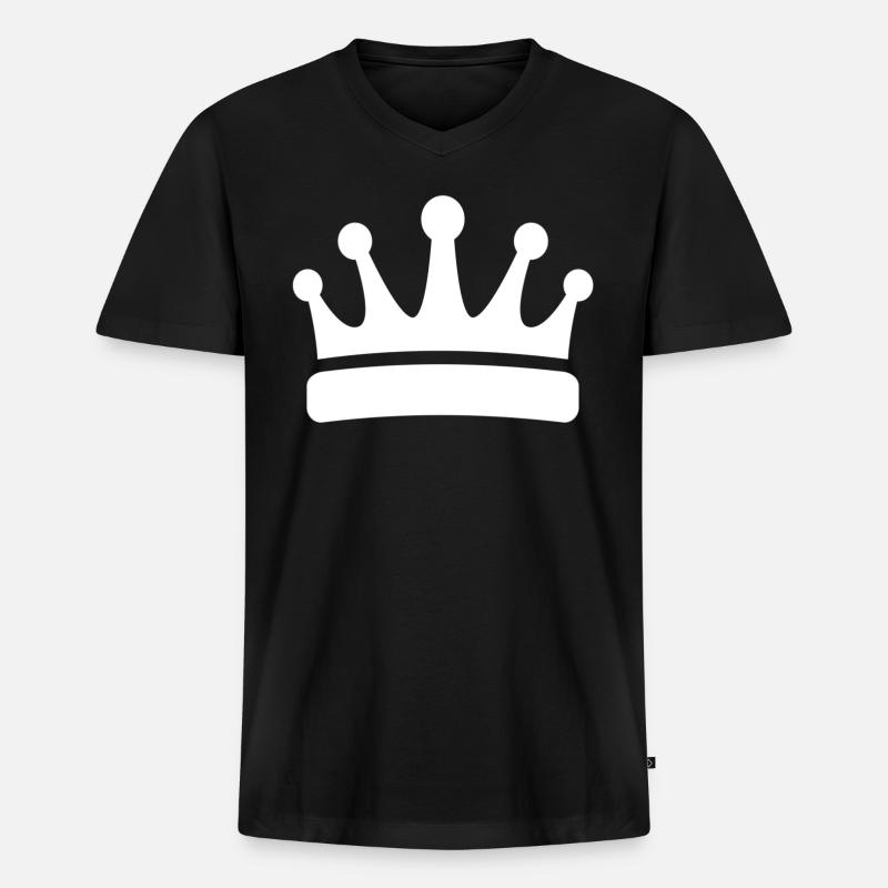 Krone - Männer Premium Bio T-Shirt mit V-Ausschnitt - Schwarz