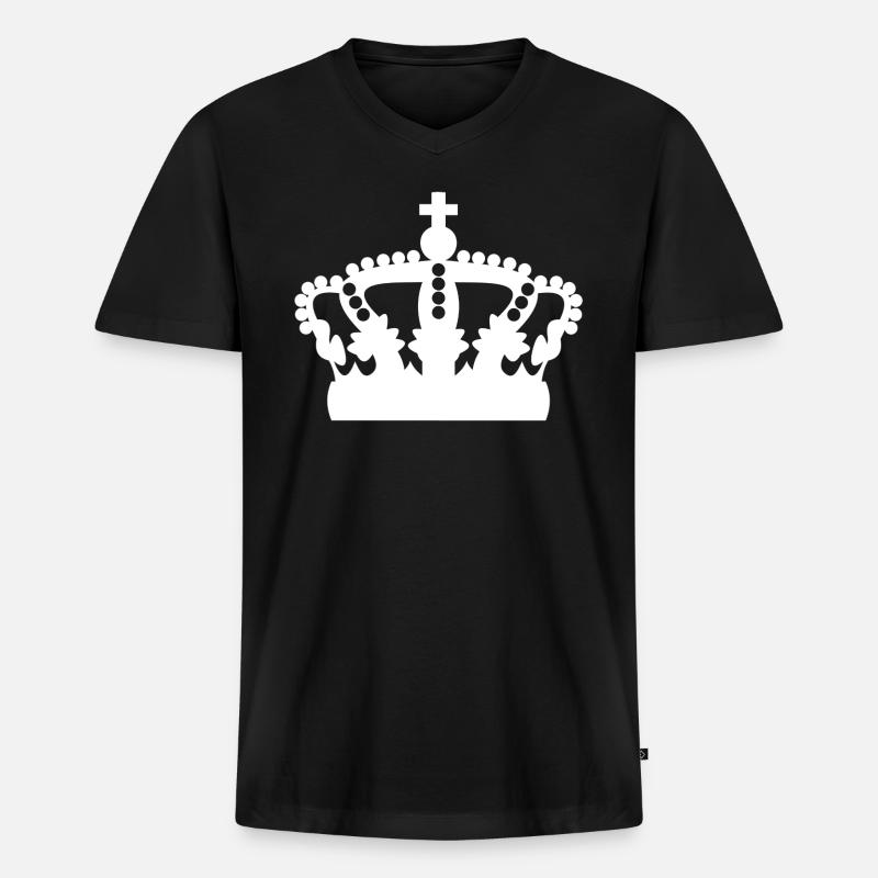Krone - Männer Premium Bio T-Shirt mit V-Ausschnitt - Schwarz