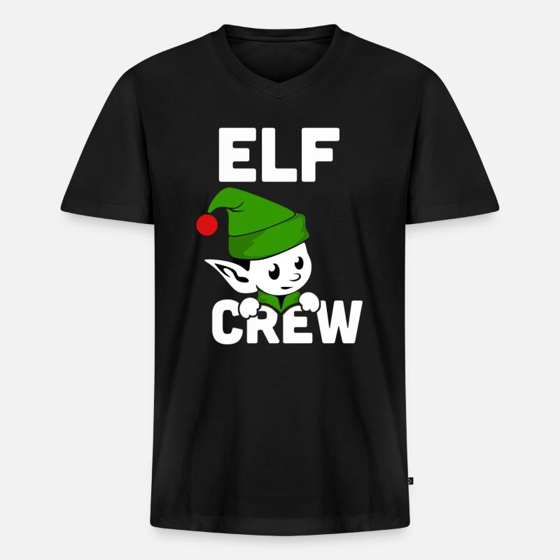 ELF CREW - Männer Premium Bio T-Shirt mit V-Ausschnitt - Schwarz