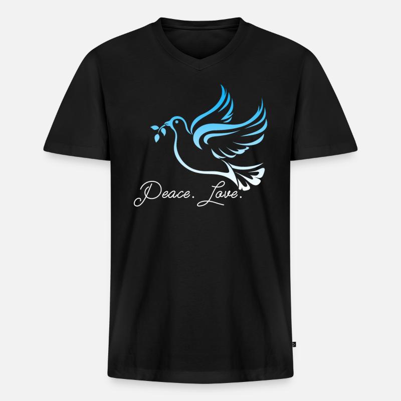 Frieden Friedenstaube Friedensstifter Geschenk - Männer Premium Bio T-Shirt mit V-Ausschnitt - Schwarz