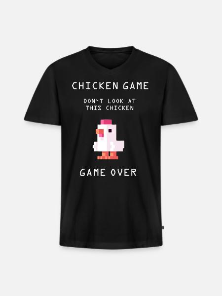 Chicken Game - Männer Premium Bio T-Shirt mit V-Ausschnitt - Schwarz