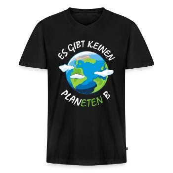 Es gibt keinen Planeten B - NO PLANET B - Männer Premium Bio T-Shirt mit V-Ausschnitt - Schwarz - Vorne - Nico (187cm)