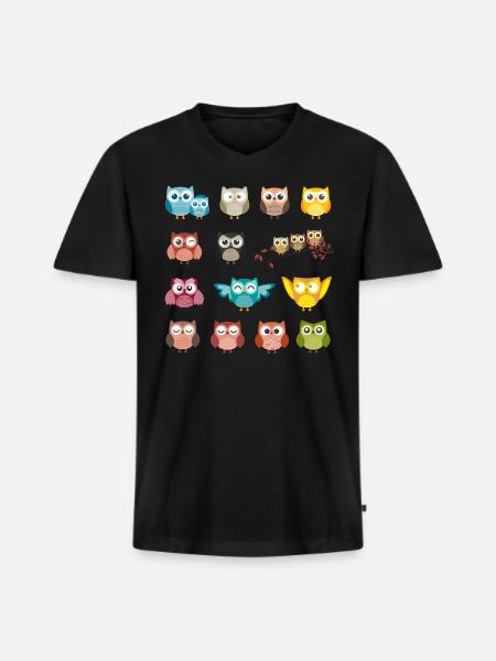 Owl - Men's Premium Organic T-shirt with V-neck - black