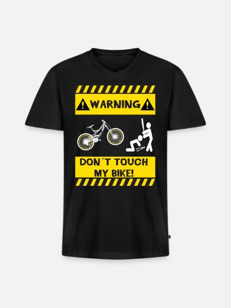 Warning! Don't touch my bike - Men's Premium Organic T-shirt with V-neck - black
