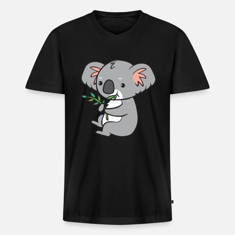 Koala - isst Eukalyptus - Männer Premium Bio T-Shirt mit V-Ausschnitt - Schwarz