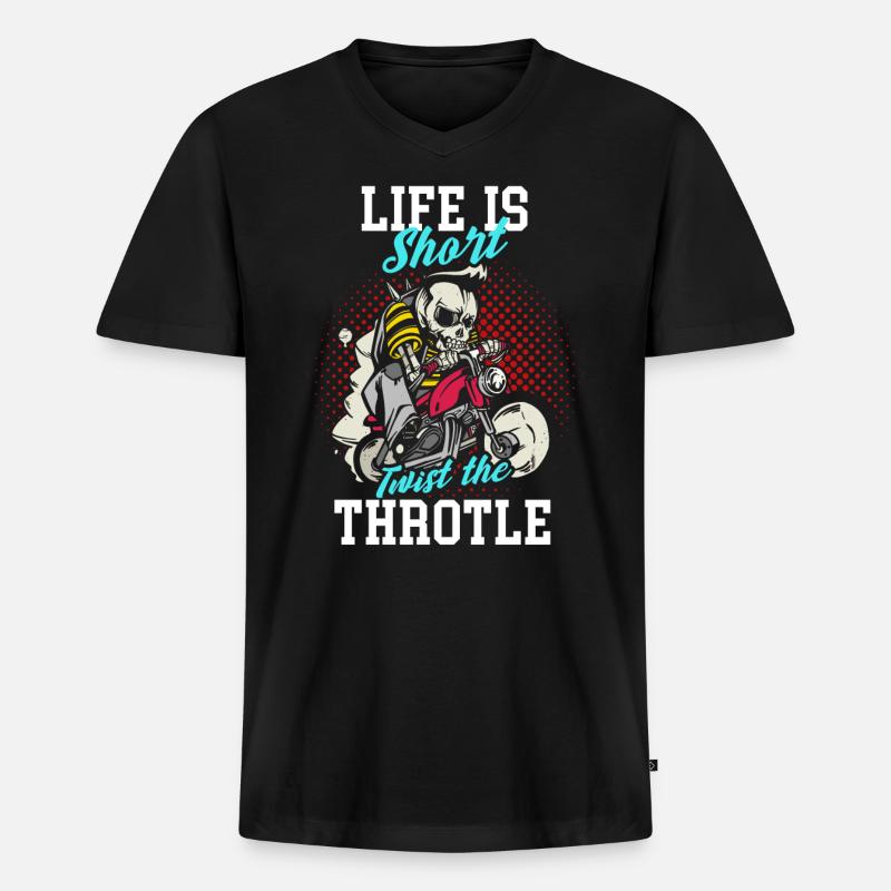 Motorrad - Männer Premium Bio T-Shirt mit V-Ausschnitt - Schwarz