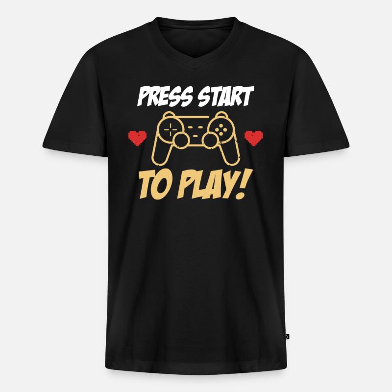 Controller Game Console Start - Men's Premium Organic T-shirt with V-neck - black