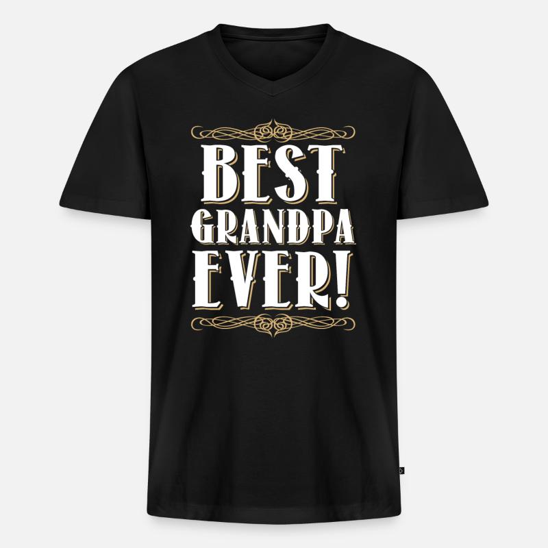 Opa Großvater - Männer Premium Bio T-Shirt mit V-Ausschnitt - Schwarz