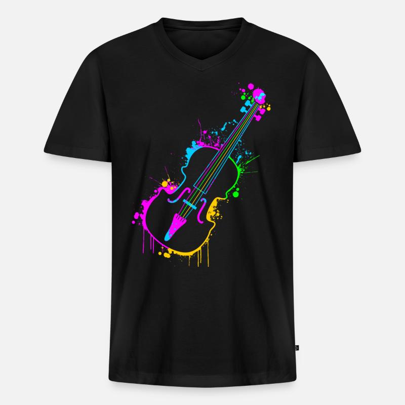 Violine - Männer Premium Bio T-Shirt mit V-Ausschnitt - Schwarz