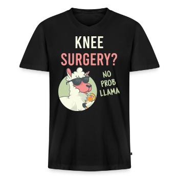 Drôle d’opération du genou ? No Prob Llama Reconstructive Medi - T-shirt encolure en V Premium bio Homme - noir - Devant - Nico (187cm)