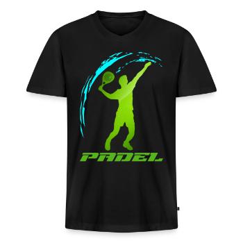Padel | - Männer Premium Bio T-Shirt mit V-Ausschnitt - Schwarz - Vorne - Nico (187cm)