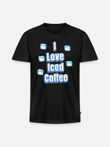Ich liebe Eiskaffee - Männer Premium Bio T-Shirt mit V-Ausschnitt - Schwarz