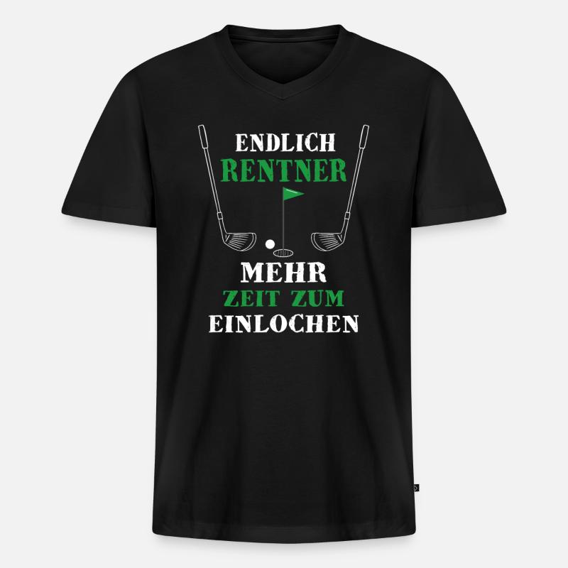 Rentner Golf Golfschläger - Männer Premium Bio T-Shirt mit V-Ausschnitt - Schwarz