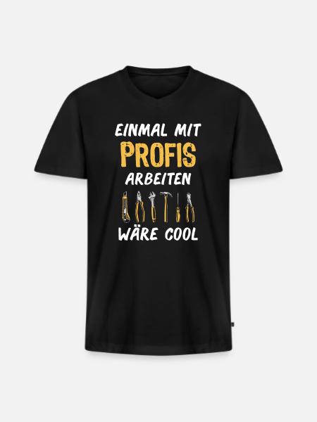 Profis Handwerker Arbeitskollegen - Männer Premium Bio T-Shirt mit V-Ausschnitt - Schwarz