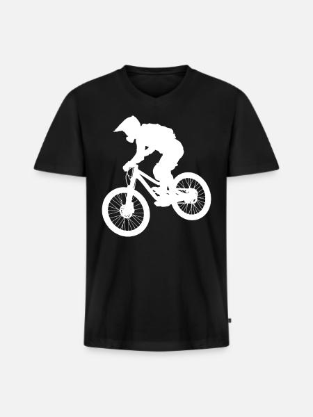 VTT Cyclisme VTT Hommes - T-shirt encolure en V Premium bio Homme - noir