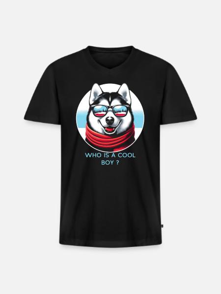 Cool Husky Showcase - Men's Premium Organic T-shirt with V-neck - black